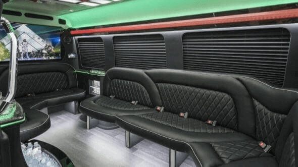 Interior of West Palm Beach Party Bus Company's 14 Passenger Sprinter Limousine in Margate