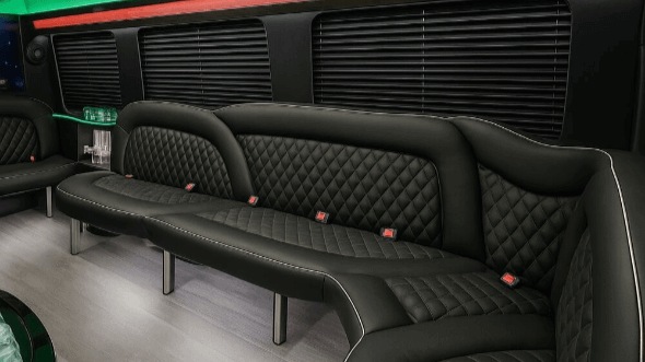 Interior of West Palm Beach Party Bus Company's 14 Passenger Sprinter Limousine in Wellington