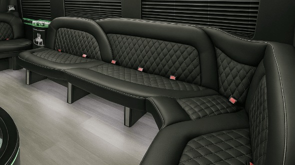Interior of West Palm Beach Party Bus Company's 14 Passenger Sprinter Limousine in West Palm Beach