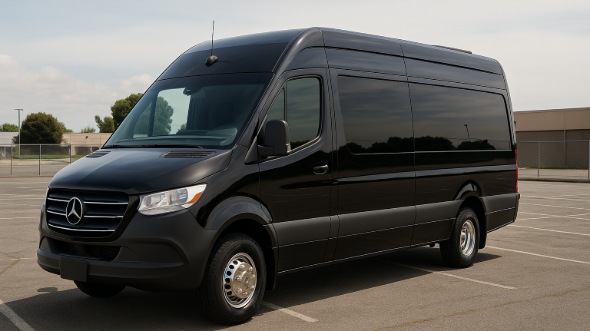 Exterior of West Palm Beach Party Bus Company's 14 Passenger Sprinter Limousine in Palm Beach Gardens