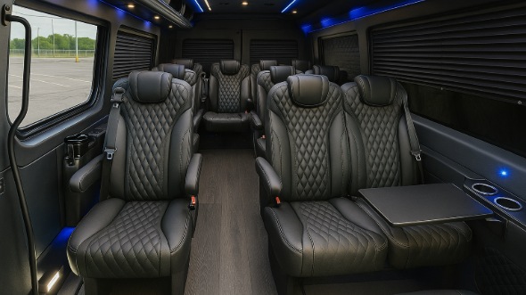 Interior of West Palm Beach Party Bus Company's 15 Passenger Mini Bus in West Palm Beach