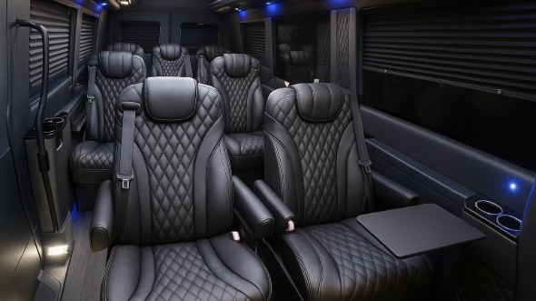 Interior of West Palm Beach Party Bus Company's 18 Passenger Minibus in West Palm Beach