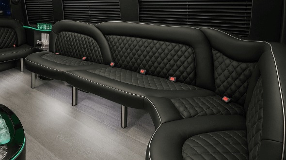 Interior of West Palm Beach Party Bus Company's 18 Passenger Party Bus in Pompano Beach