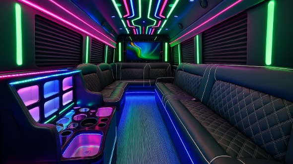 Interior of West Palm Beach Party Bus Company's 20 Passenger Party Bus in Jupiter