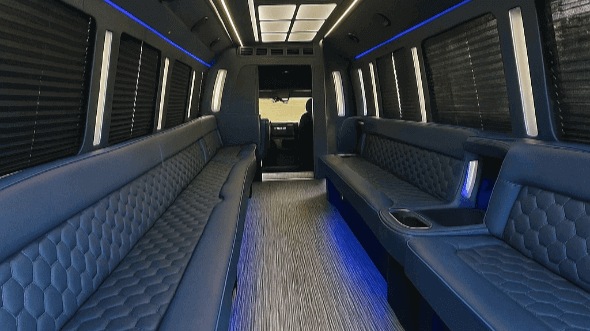 Interior of West Palm Beach Party Bus Company's 25 Passenger Party Bus in Palm Beach Gardens