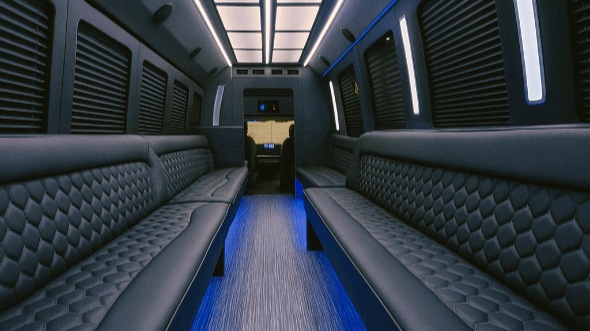 Interior of West Palm Beach Party Bus Company's 28 Passenger Party Bus in Deerfield Beach