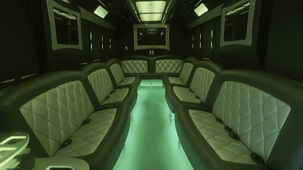 Interior of West Palm Beach Party Bus Company's 30 Passenger Party Bus in Coconut Creek
