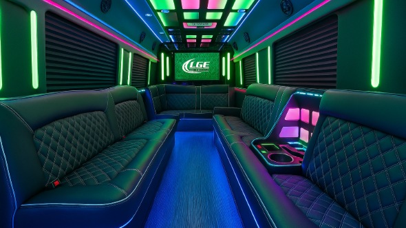 Interior of West Palm Beach Party Bus Company's 40 Passenger Party Bus in Jupiter