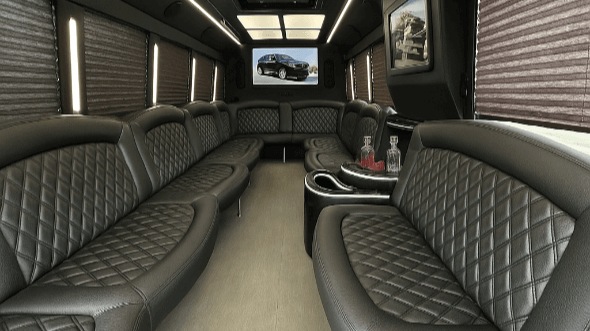 Interior of West Palm Beach Party Bus Company's 40 Passenger Party Bus in Pompano Beach