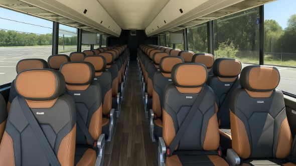 Interior of West Palm Beach Party Bus Company's 44 Passenger Charter Bus in West Palm Beach