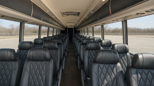 Interior of West Palm Beach Party Bus Company's 46 Passenger Charter Bus in West Palm Beach