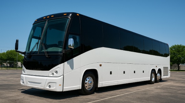 Exterior of West Palm Beach Party Bus Company's 46 Passenger Charter Bus in West Palm Beach
