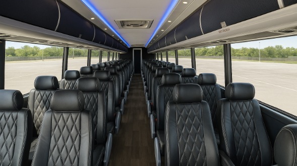 Interior of West Palm Beach Party Bus Company's 48 Passenger Charter Bus in West Palm Beach