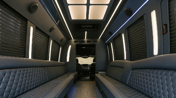 Interior of West Palm Beach Party Bus Company's 50 Passenger Party Bus in Boca Raton