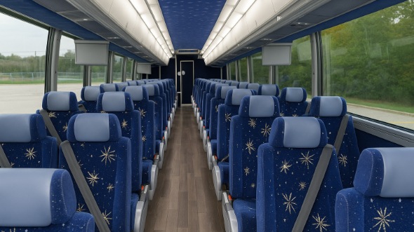 Interior of West Palm Beach Party Bus Company's 51 Passenger Charter Bus in West Palm Beach