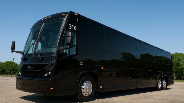 Exterior of West Palm Beach Party Bus Company's 54 Passenger Charter Bus in West Palm Beach