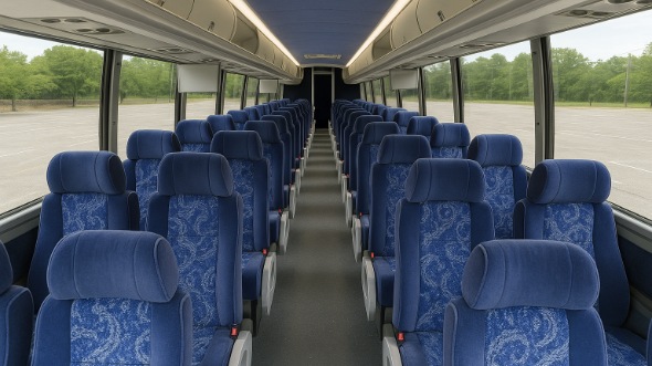 Interior of West Palm Beach Party Bus Company's 55 Passenger Charter Bus in West Palm Beach