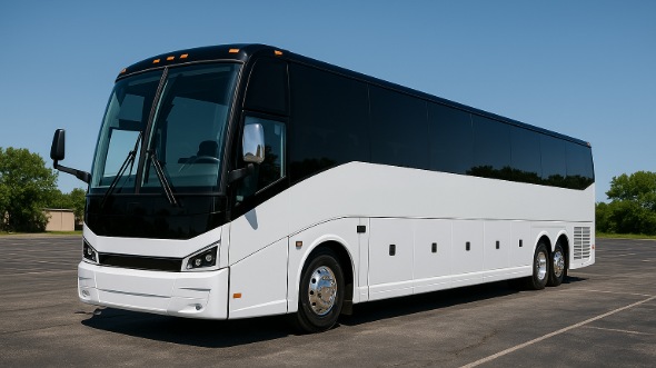 Exterior of West Palm Beach Party Bus Company's 55 Passenger Charter Bus in West Palm Beach