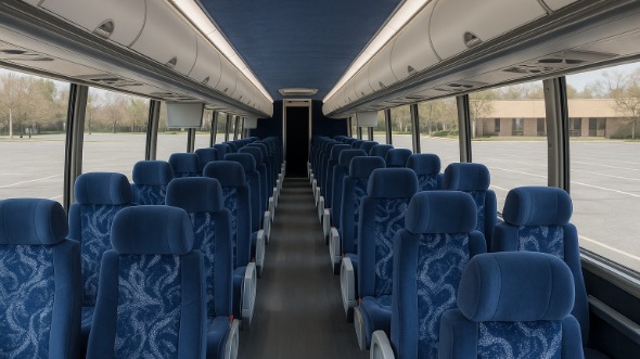 Interior of West Palm Beach Party Bus Company's 56 Passenger Charter Bus in West Palm Beach