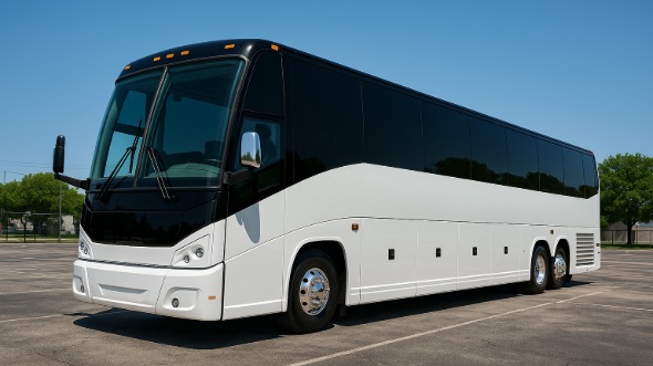 Exterior of West Palm Beach Party Bus Company's 56 Passenger Charter Bus in West Palm Beach