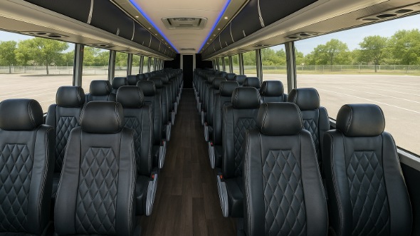 Interior of West Palm Beach Party Bus Company's ADA Charter Bus in West Palm Beach